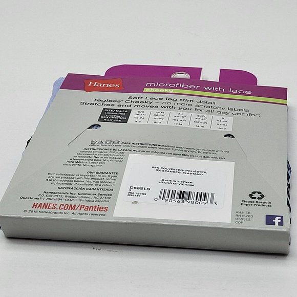 NWT Hanes Cheeky Women’s Microfiber Panties - W/Lace - 2 Pair - Size S/5 - Picture 8 of 12